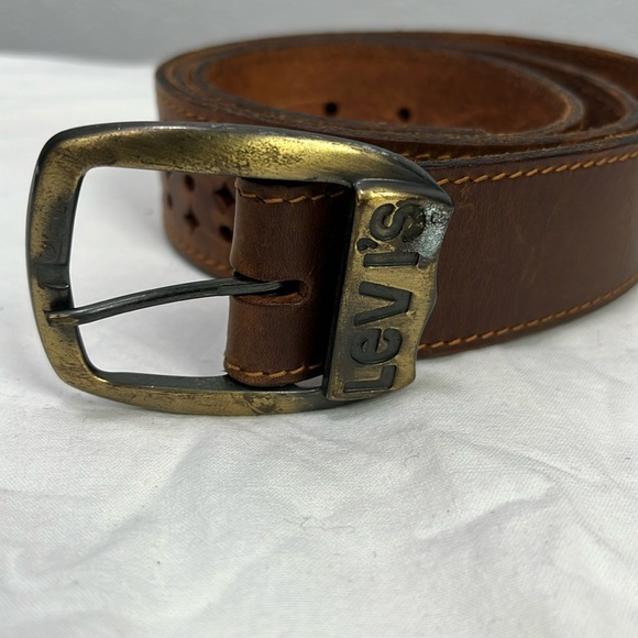 Vintage Levi's Women’s Brown Leather Belt Oil Tanned Harness Sz 36 Southwestern - Picture 7 of 7